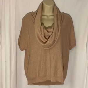 Beige / Tan Short Sleeve Cowl Neck Sweater, Juniors Size Medium, Aphorism